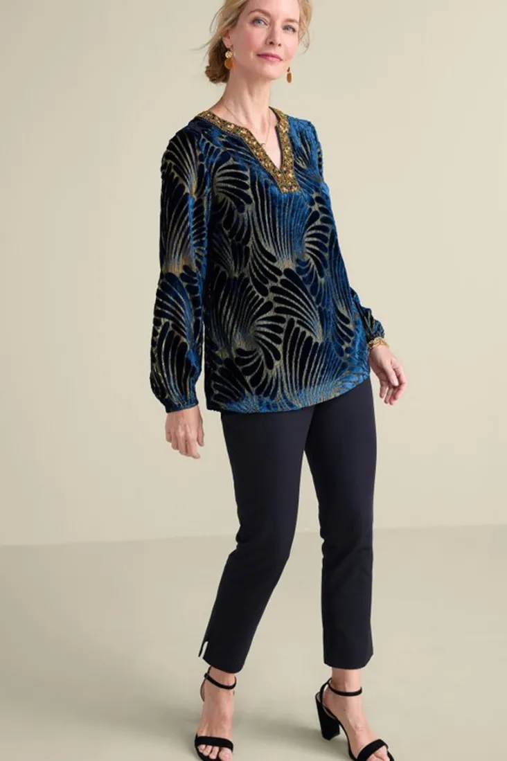 adrienne_embroidered_velvet_tunic_2.webp Discount Soft Surroundings Adrienne Embroidered Velvet Tunic BlueSwirlVelvetBurnout