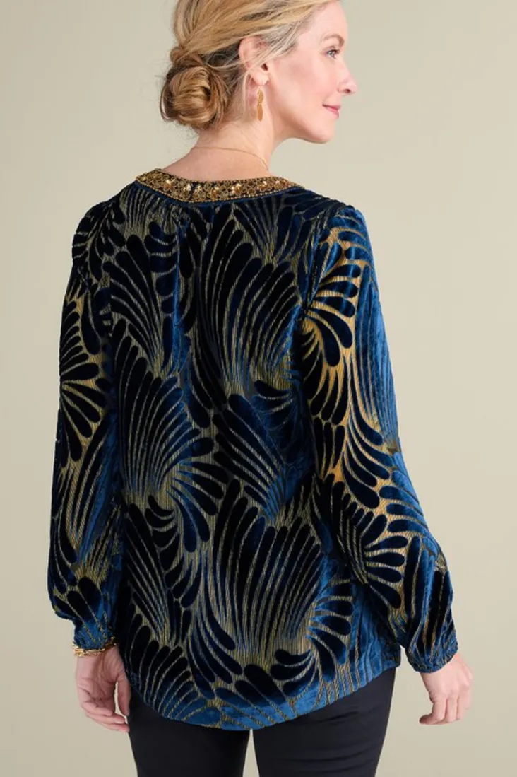 adrienne_embroidered_velvet_tunic_3.webp Discount Soft Surroundings Adrienne Embroidered Velvet Tunic BlueSwirlVelvetBurnout