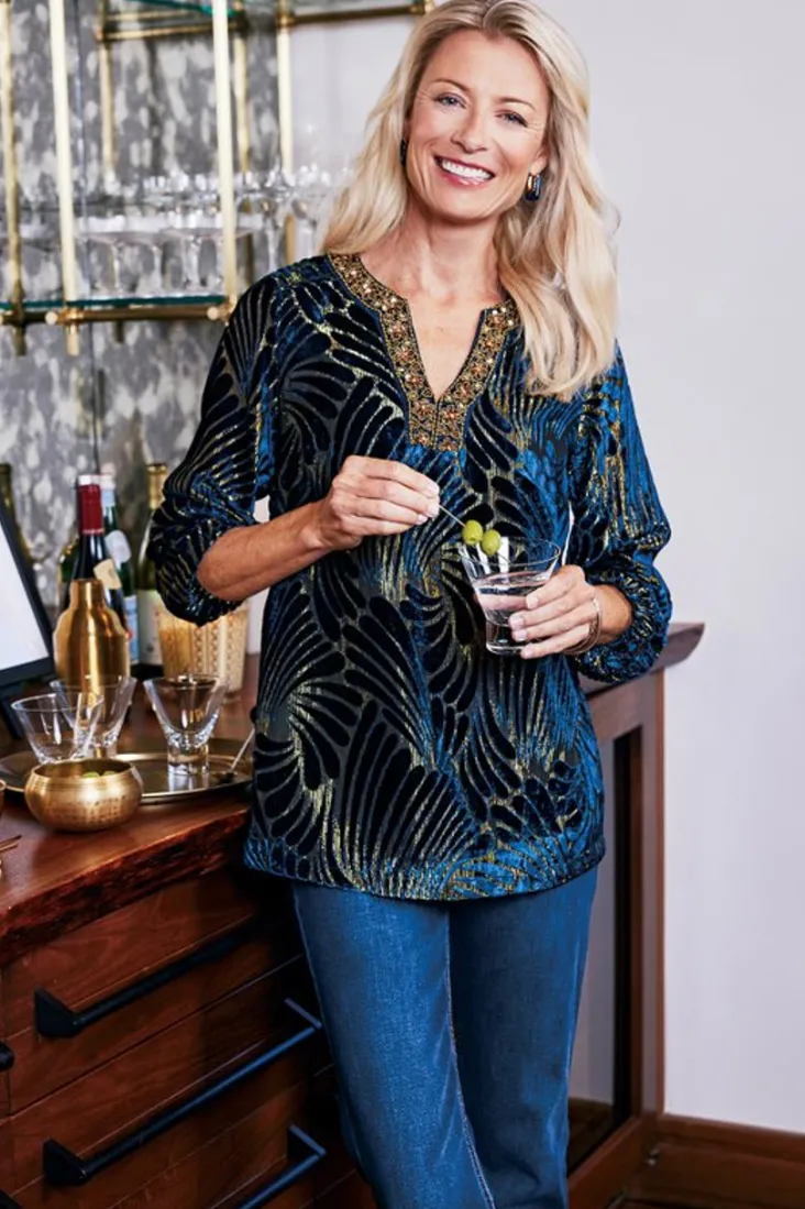 adrienne_embroidered_velvet_tunic_4.webp Discount Soft Surroundings Adrienne Embroidered Velvet Tunic BlueSwirlVelvetBurnout