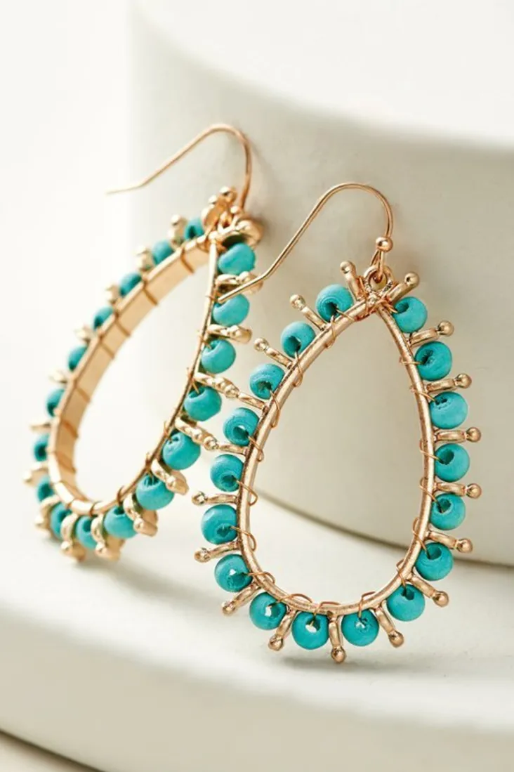 Cheap Soft Surroundings Alea Beaded Hoop Earrings Turquoise