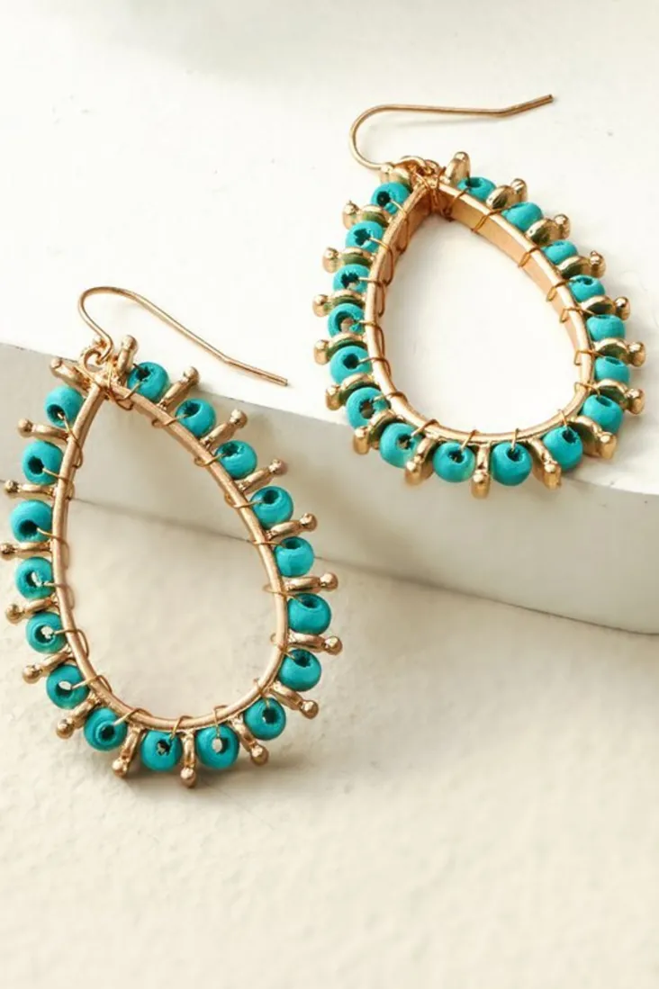 Cheap Soft Surroundings Alea Beaded Hoop Earrings Turquoise