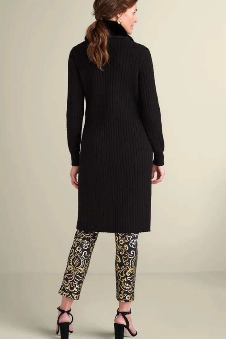 amalie_faux_fur_collar_ribbed_cardigan_3.webp Store Soft Surroundings Amalie Faux Fur Collar Ribbed Cardigan Black