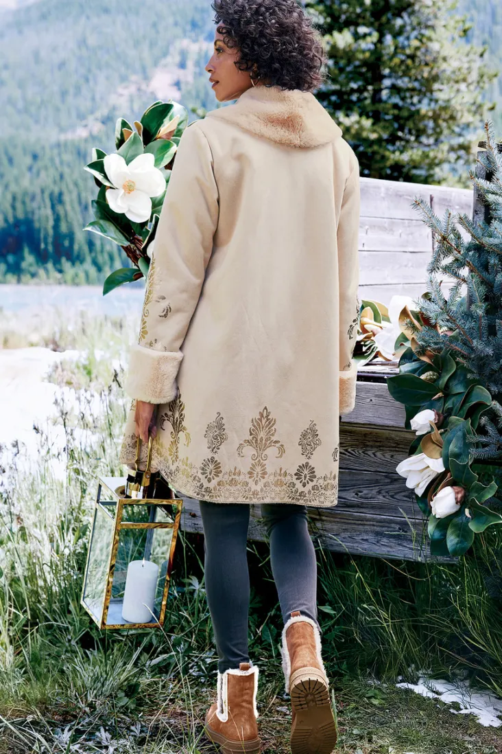 Hot Soft Surroundings Anastasia Faux Shearling Coat Cream