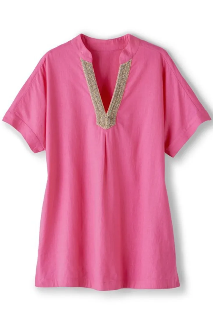 Cheap Soft Surroundings Annalise Linen Blend Tunic AzaleaPink