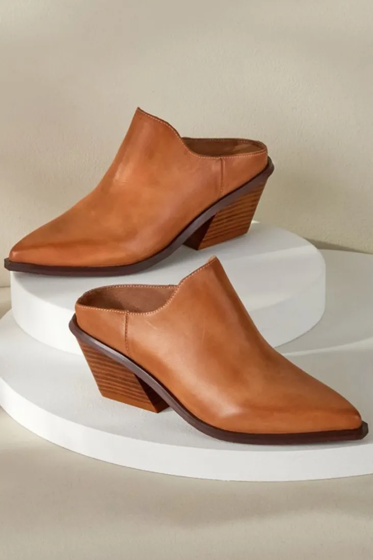 Store Soft Surroundings Antelope Caleb Leather Mules Taupe