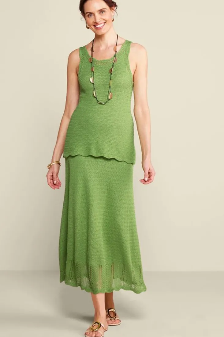 Store Soft Surroundings April Crochet Sweater Skirt PiquantGreen