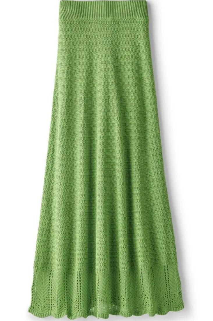 Store Soft Surroundings April Crochet Sweater Skirt PiquantGreen