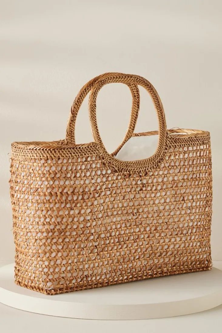 Store Soft Surroundings April Woven Bag Tan