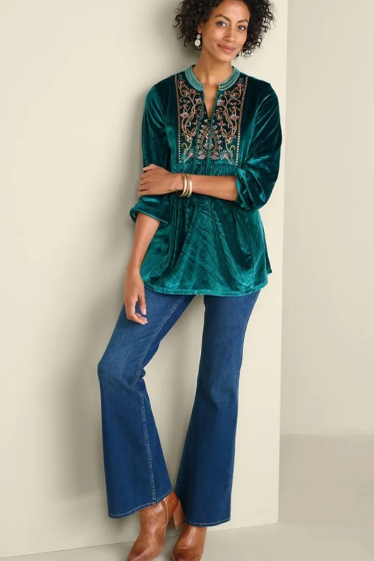 ashanti_embellished_velvet_tunic_2.webp Clearance Soft Surroundings Ashanti Embellished Velvet Tunic JuneBug