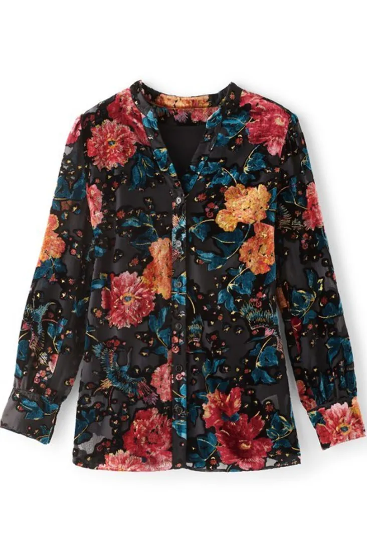 Hot Soft Surroundings Autumn Velvet Tunic BlackMulti