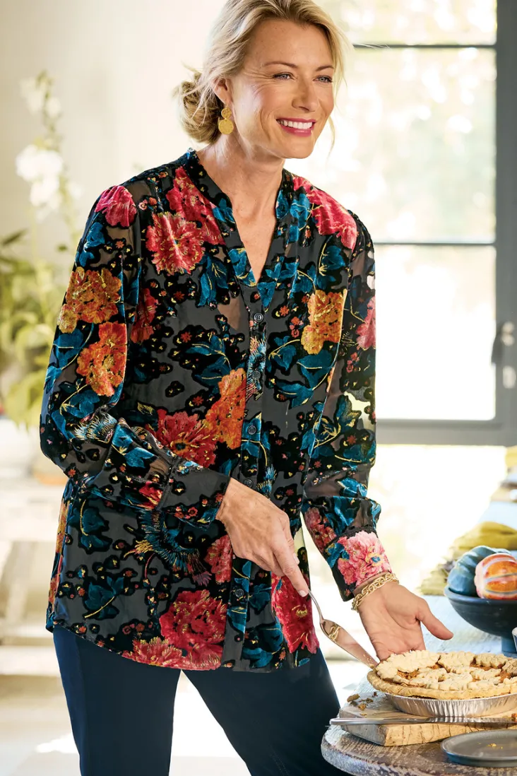 autumn_velvet_tunic_4.webp Hot Soft Surroundings Autumn Velvet Tunic BlackMulti