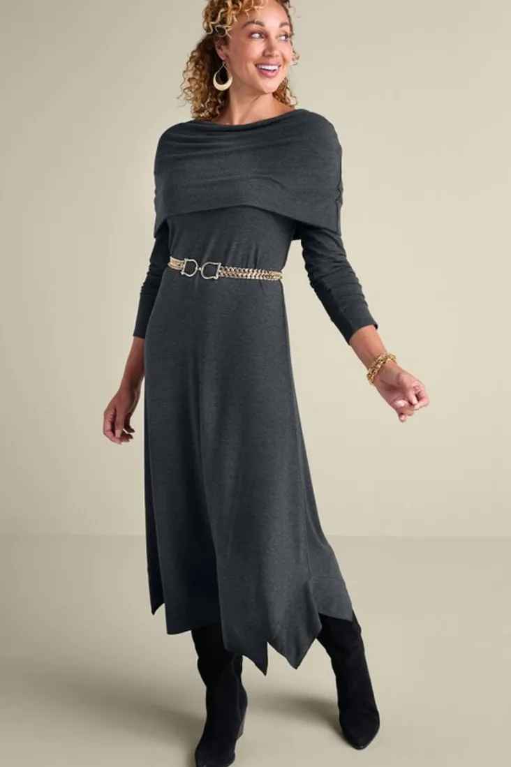 Shop Soft Surroundings B'call Knit Midi Dress CharcoalHeather