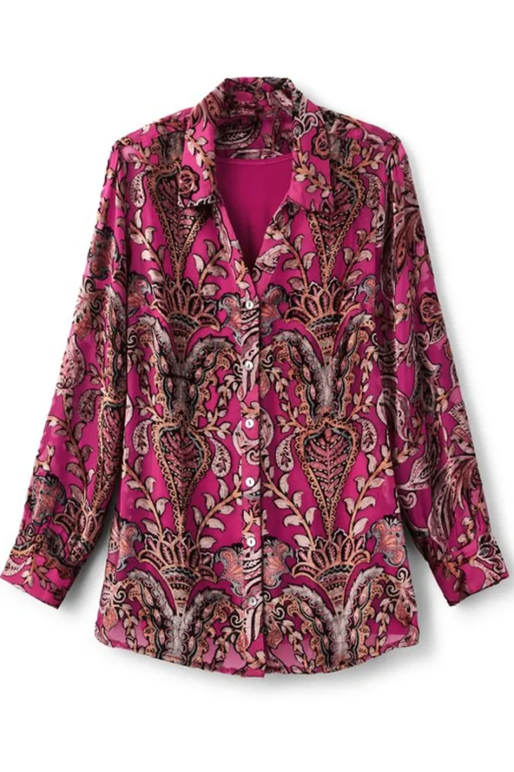 Discount Soft Surroundings Bellarosa Velvet Tunic PinkScarfBurnout