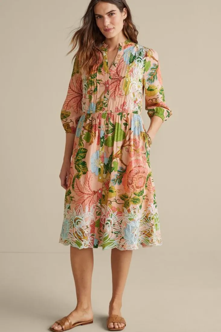 Online Soft Surroundings Bellicia Embroidered Midi Dress MultiFloral