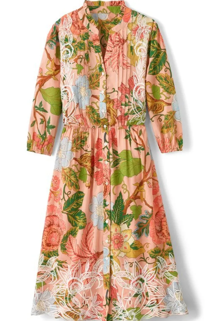 Online Soft Surroundings Bellicia Embroidered Midi Dress MultiFloral