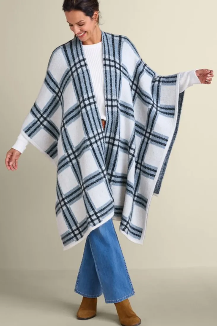 braunwyn_plaid_wrap_3.webp Shop Soft Surroundings Braunwyn Plaid Wrap BlueWindowpanePlaid