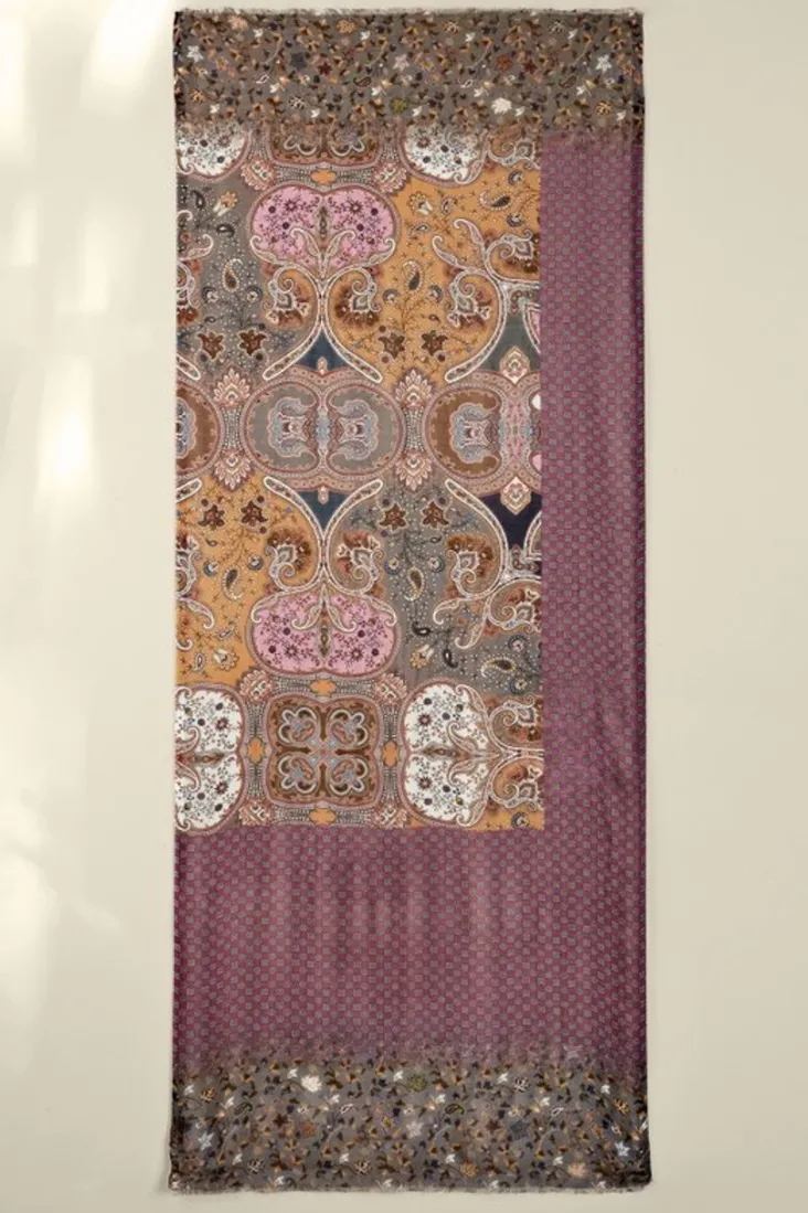 cadence_patchwork_scarf_1.webp Hot Soft Surroundings Cadence Patchwork Scarf SangriaMulti