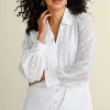 Online Soft Surroundings Calathea Embroidered Sleeve Shirt White