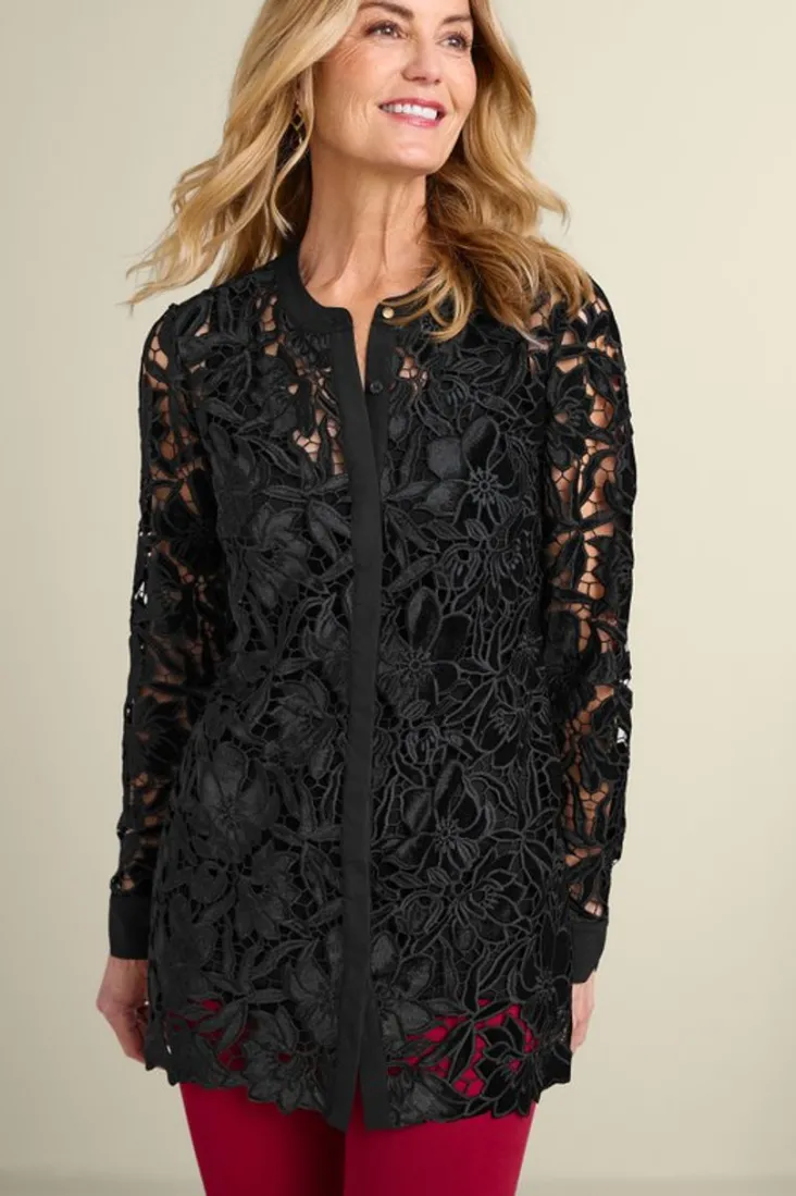 candace_velvet_lace_tunic_6.webp Clearance Soft Surroundings Candace Velvet Lace Tunic Black