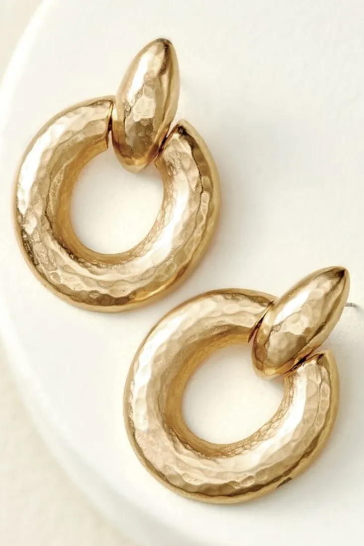Clearance Soft Surroundings Cara Hammered Hoop Earrings Gold