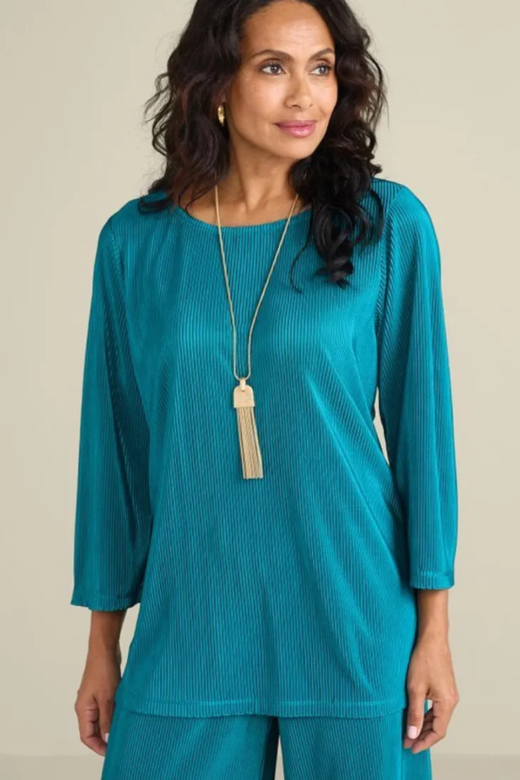 Cheap Soft Surroundings Cella Plisse Tunic DeepLagoon