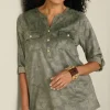 Cheap Soft Surroundings Charine Faux Suede Tunic FloralScarfGreen