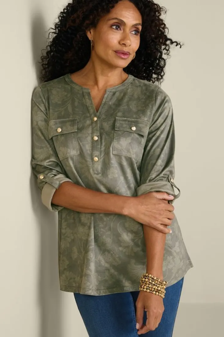 charine_faux_suede_tunic_2.webp Cheap Soft Surroundings Charine Faux Suede Tunic FloralScarfGreen