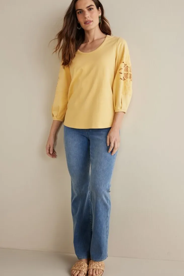 charmaine_embroidered_french_terry_top_10.webp Clearance Soft Surroundings Charmaine Embroidered French Terry Top BuffYellow