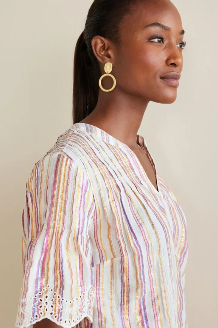 ciel_metallic_stripe_eyelet_top_6.webp Clearance Soft Surroundings Ciel Metallic Stripe Eyelet Top MultiMetallicStripe