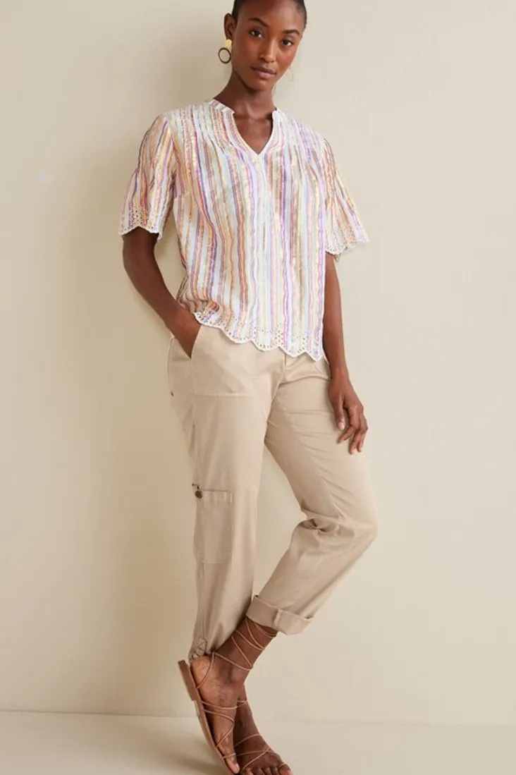 ciel_metallic_stripe_eyelet_top_7.webp Clearance Soft Surroundings Ciel Metallic Stripe Eyelet Top MultiMetallicStripe