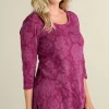 Fashion Soft Surroundings Clarette Jacquard 3/4 Sleeve Tunic SilhouetteFloral
