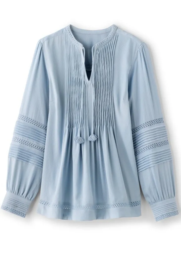 connie_lace_trim_crepe_top_1.webp Clearance Soft Surroundings Connie Lace Trim Crepe Top BlueFog