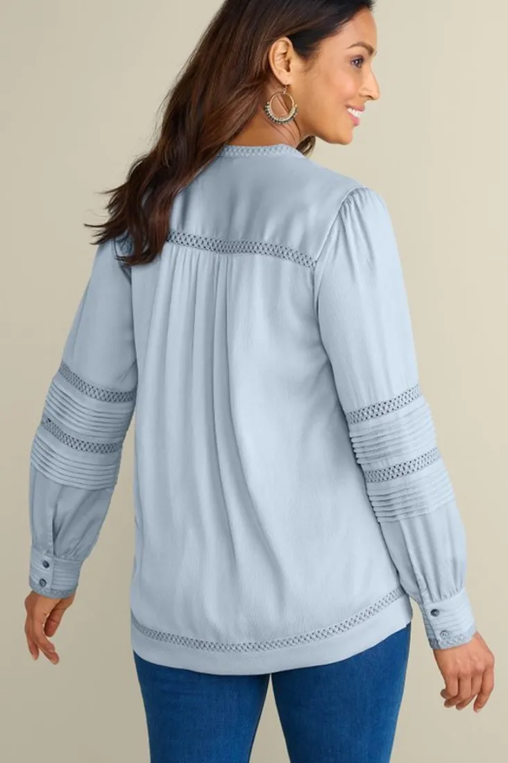 connie_lace_trim_crepe_top_3.webp Clearance Soft Surroundings Connie Lace Trim Crepe Top BlueFog
