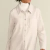 Discount Soft Surroundings Cozy Boyfriend Shirt SoftTaupeHeather