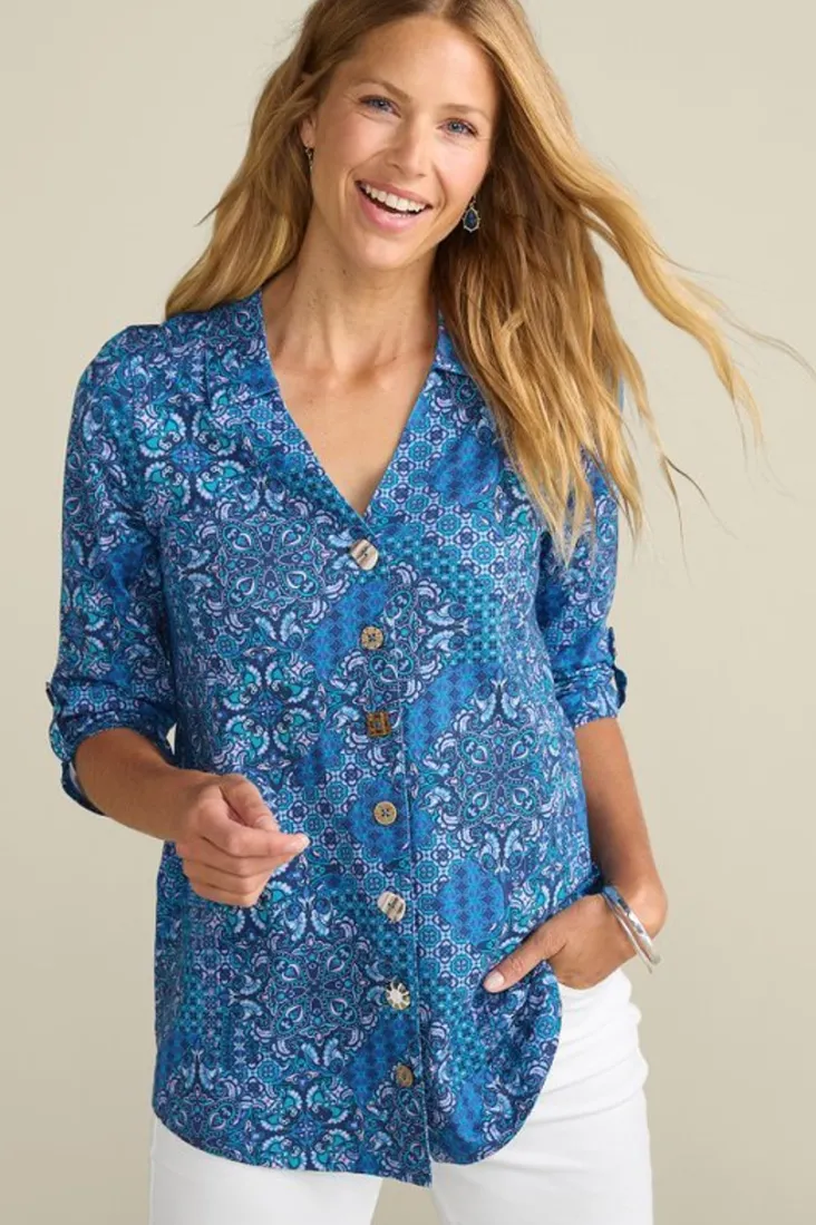 danielle__sleeve_tunic_16.webp Outlet Soft Surroundings Danielle 3/4 Sleeve Tunic