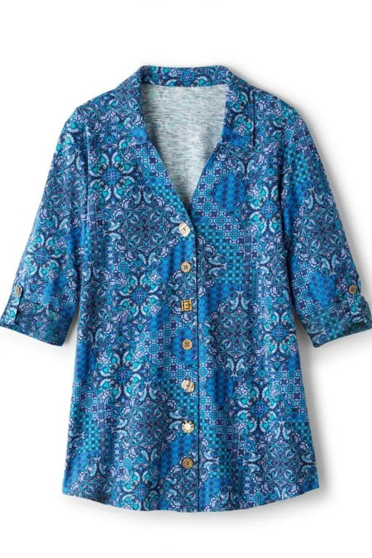 danielle__sleeve_tunic_17.webp Outlet Soft Surroundings Danielle 3/4 Sleeve Tunic