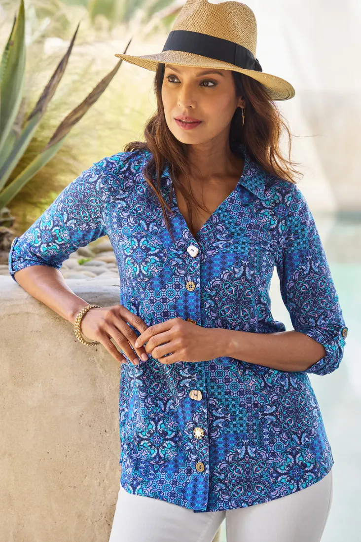 danielle__sleeve_tunic_20.webp Outlet Soft Surroundings Danielle 3/4 Sleeve Tunic