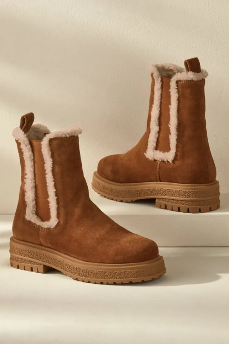 New Soft Surroundings Diba True Temperature Shearling Boots Cognac
