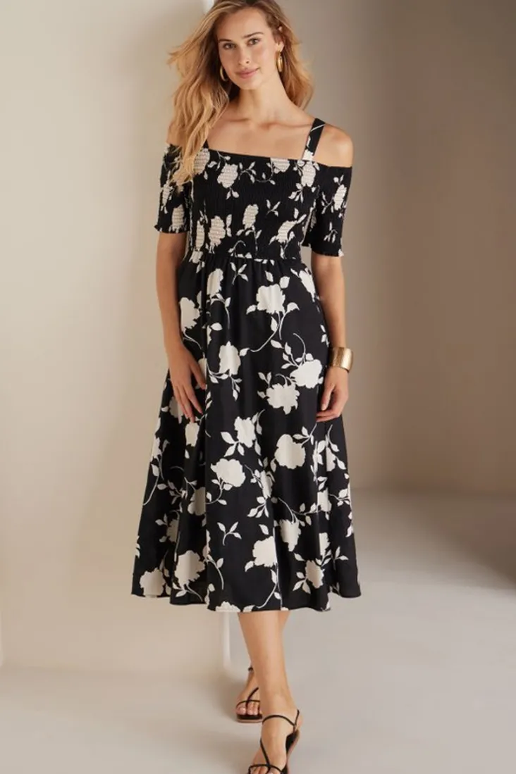 divani_dress_2.webp Flash Sale Soft Surroundings Divani Dress BlackWhiteFloral