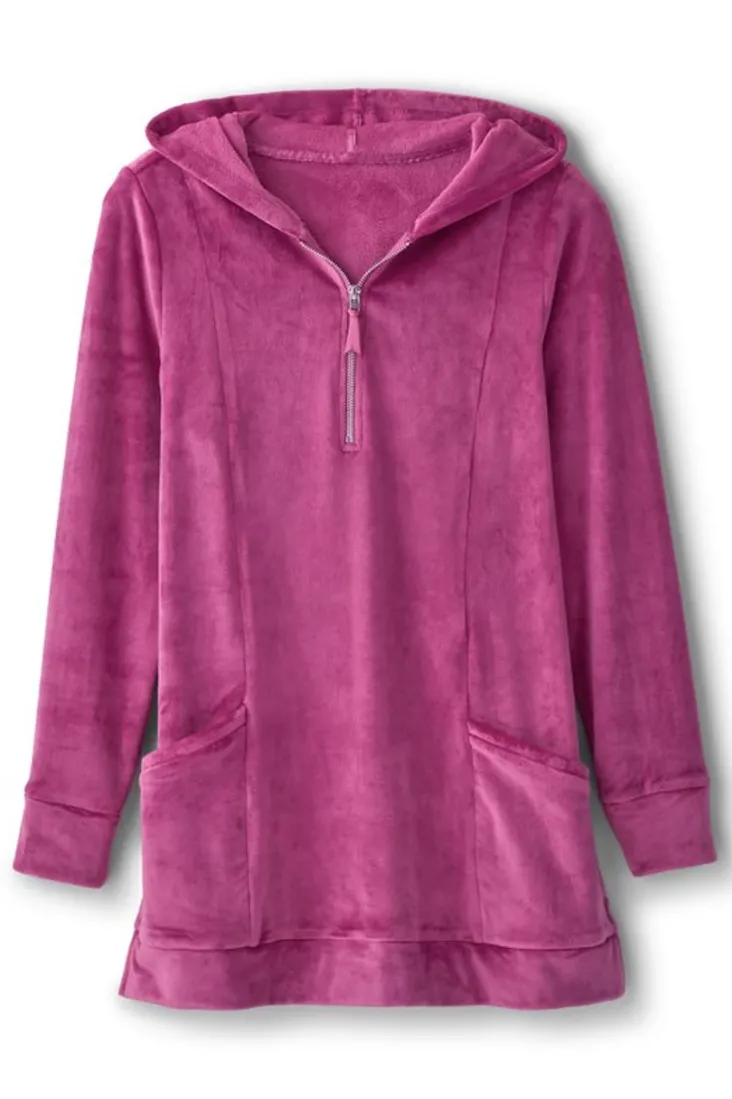 Best Sale Soft Surroundings Dixie Velour Zip Hoodie Tunic Boysenberry