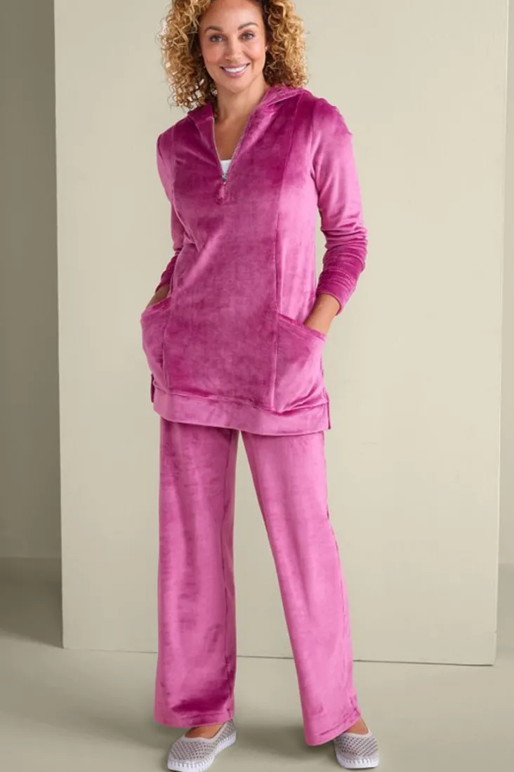 dixie_velour_zip_hoodie_tunic_2.webp Best Sale Soft Surroundings Dixie Velour Zip Hoodie Tunic Boysenberry