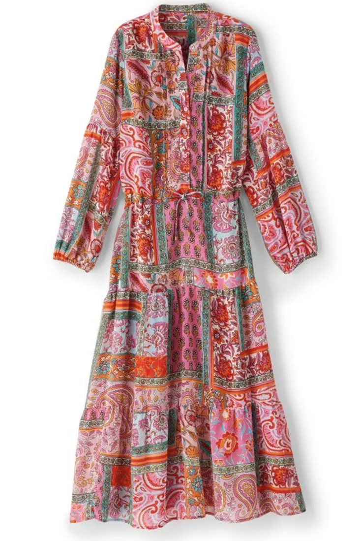 drea_midi_dress_1.webp Discount Soft Surroundings Drea Midi Dress MultiPatchwork