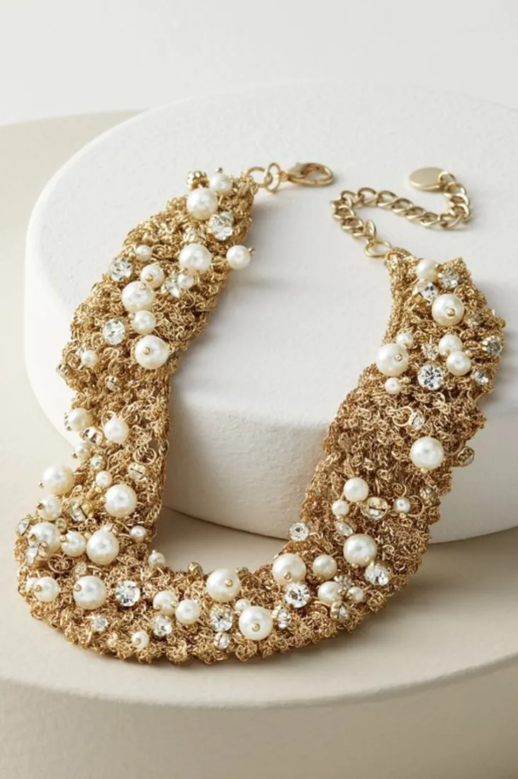 Store Soft Surroundings Elanore Crochet Pearl Necklace Gold