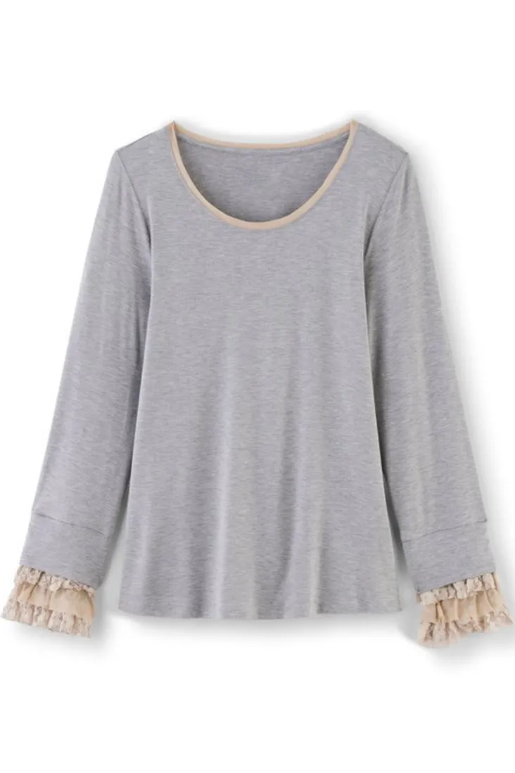 ella_lace_top_1.webp Sale Soft Surroundings Ella Lace Top MediumGreyHeather