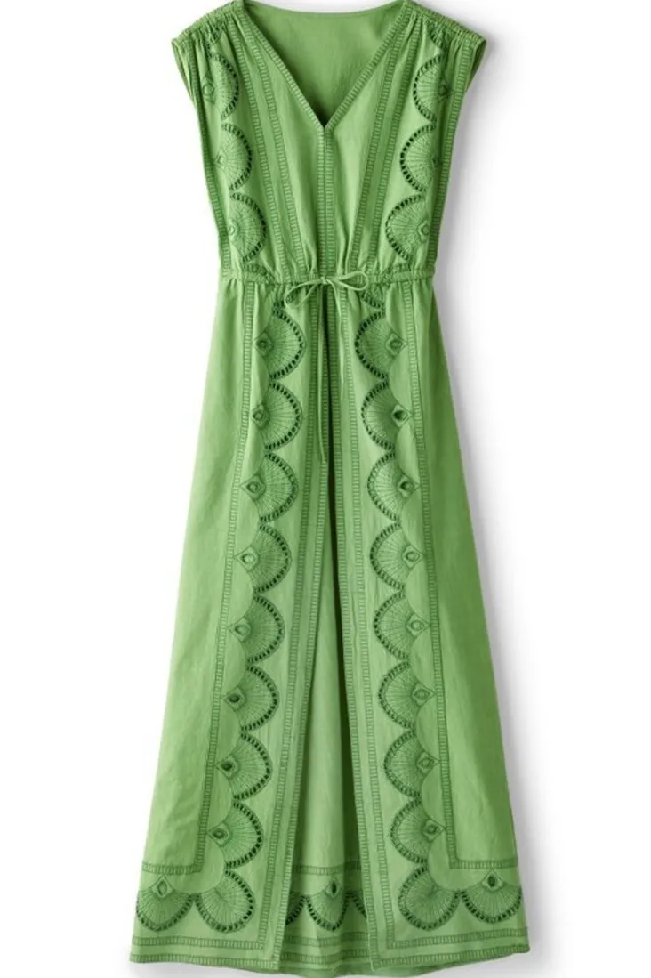 Best Soft Surroundings Ellison Linen Blend Maxi Dress PiquantGreen