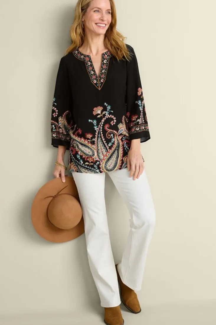 elma__sleeve_tunic_2.webp Best Sale Soft Surroundings Elma 3/4 Sleeve Tunic CascadingBrder