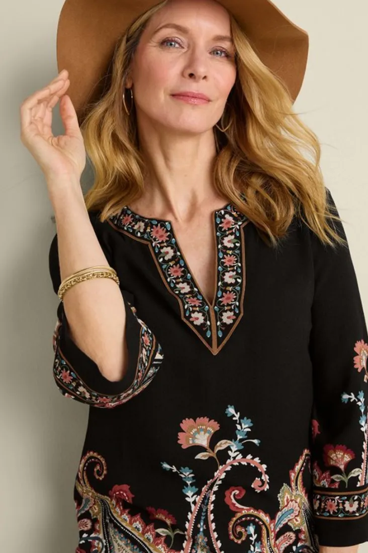 elma__sleeve_tunic_5.webp Best Sale Soft Surroundings Elma 3/4 Sleeve Tunic CascadingBrder