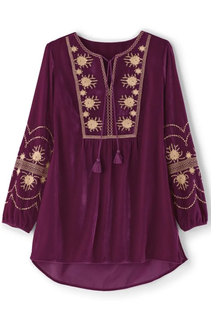 evelyne_embroidered_velvet_tunic_1.webp Cheap Soft Surroundings Evelyne Embroidered Velvet Tunic MagentaPurple