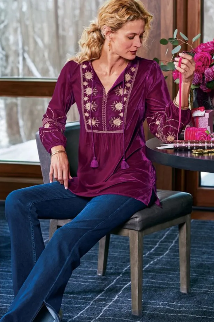 evelyne_embroidered_velvet_tunic_4.webp Cheap Soft Surroundings Evelyne Embroidered Velvet Tunic MagentaPurple