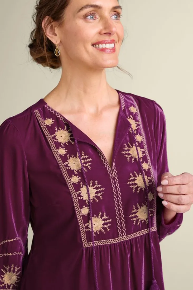 evelyne_embroidered_velvet_tunic_5.webp Cheap Soft Surroundings Evelyne Embroidered Velvet Tunic MagentaPurple